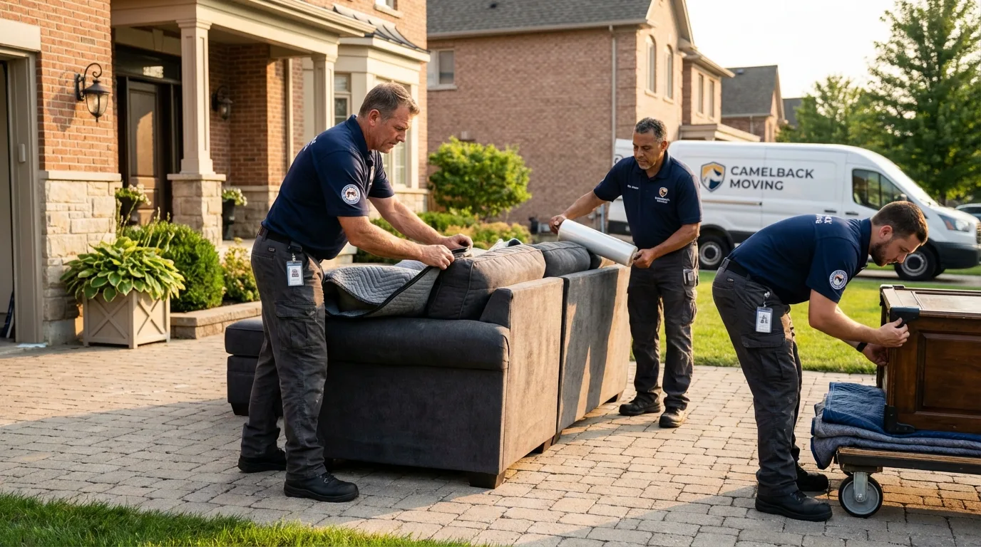 Large estate moving crew wrapping furniture in Jacksonville, TX